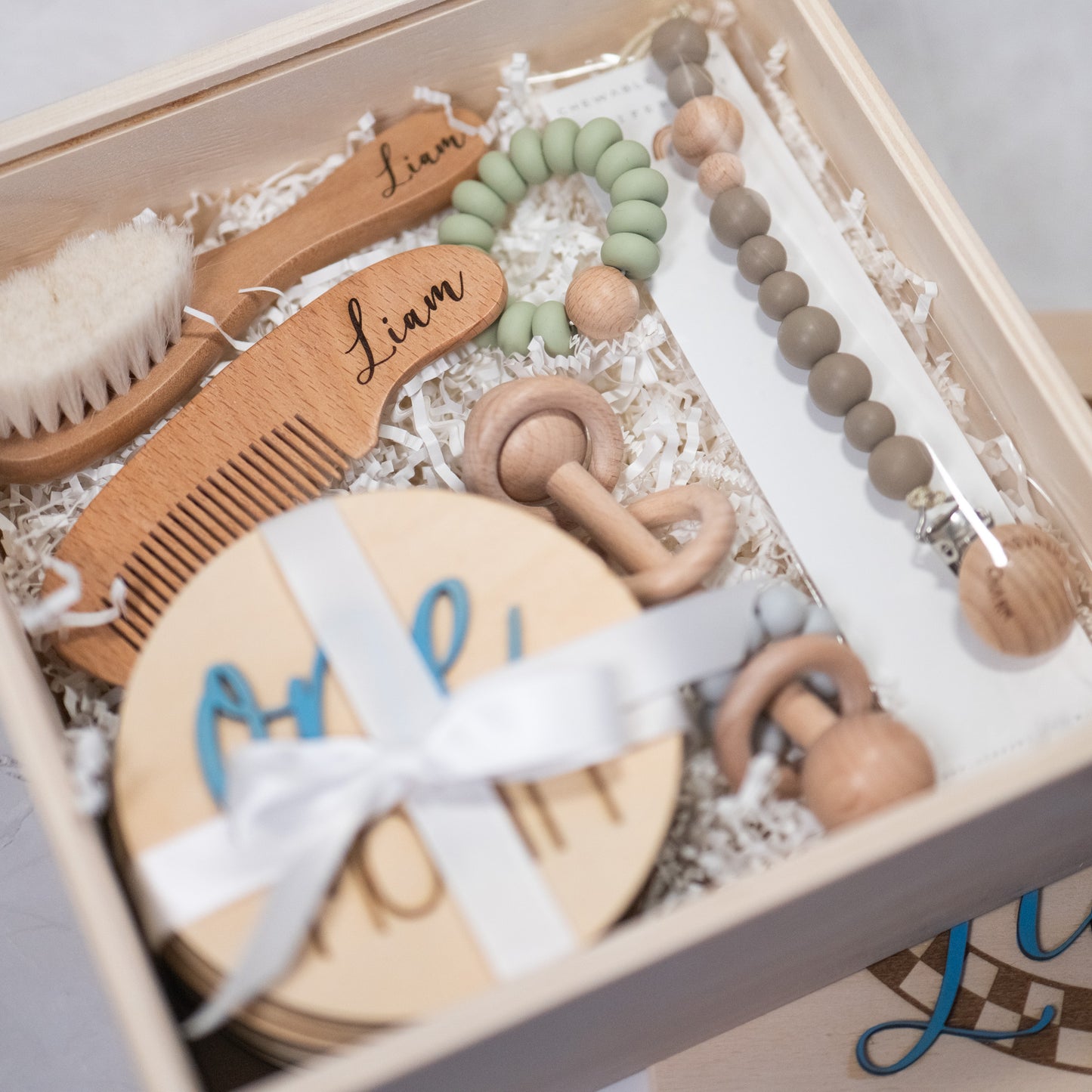 Wood Baby Memory Box w/Whale