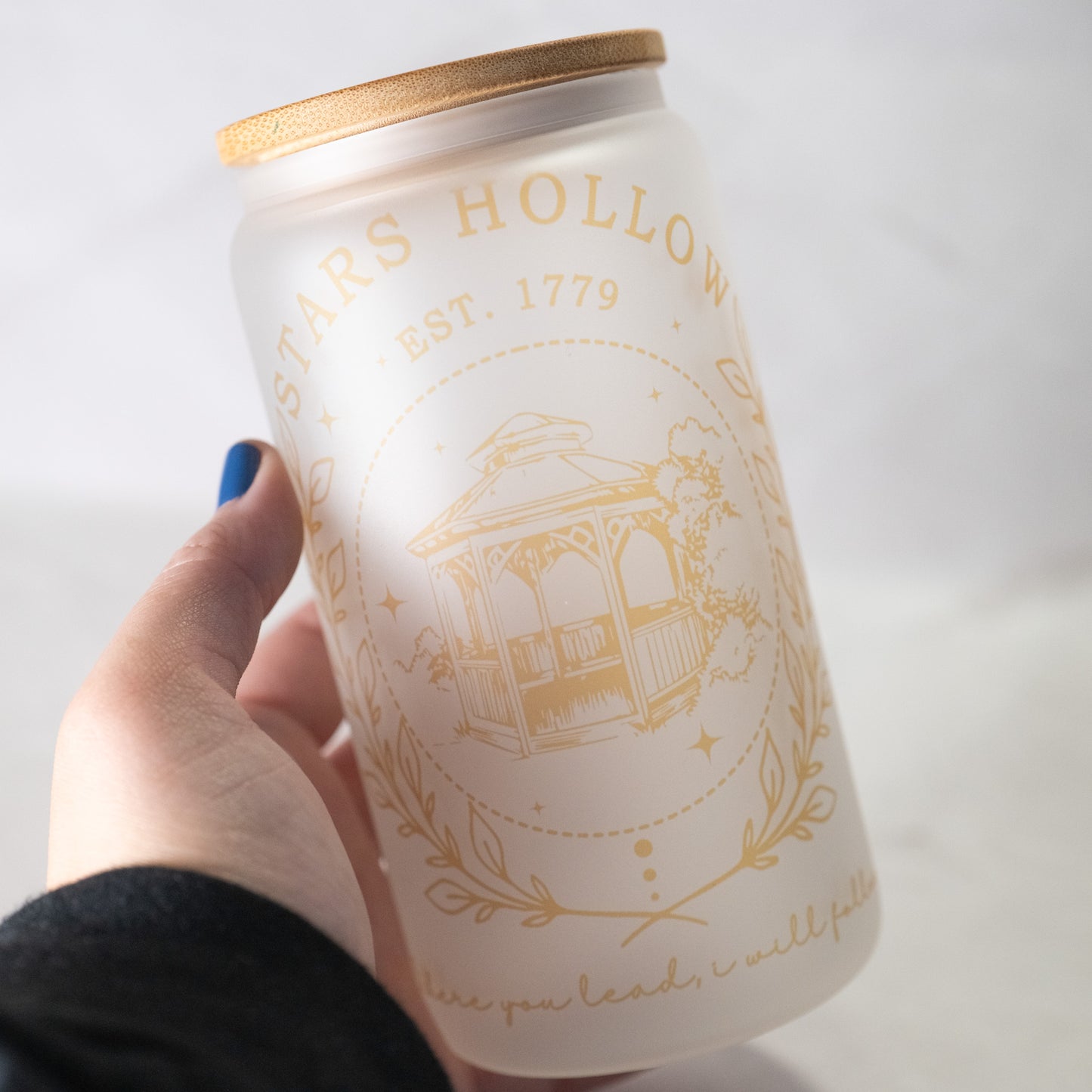 Stars Hollow Glass Cup w/ Bamboo Lid