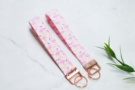 Light Pink Flamingo Keyfob Wristlet