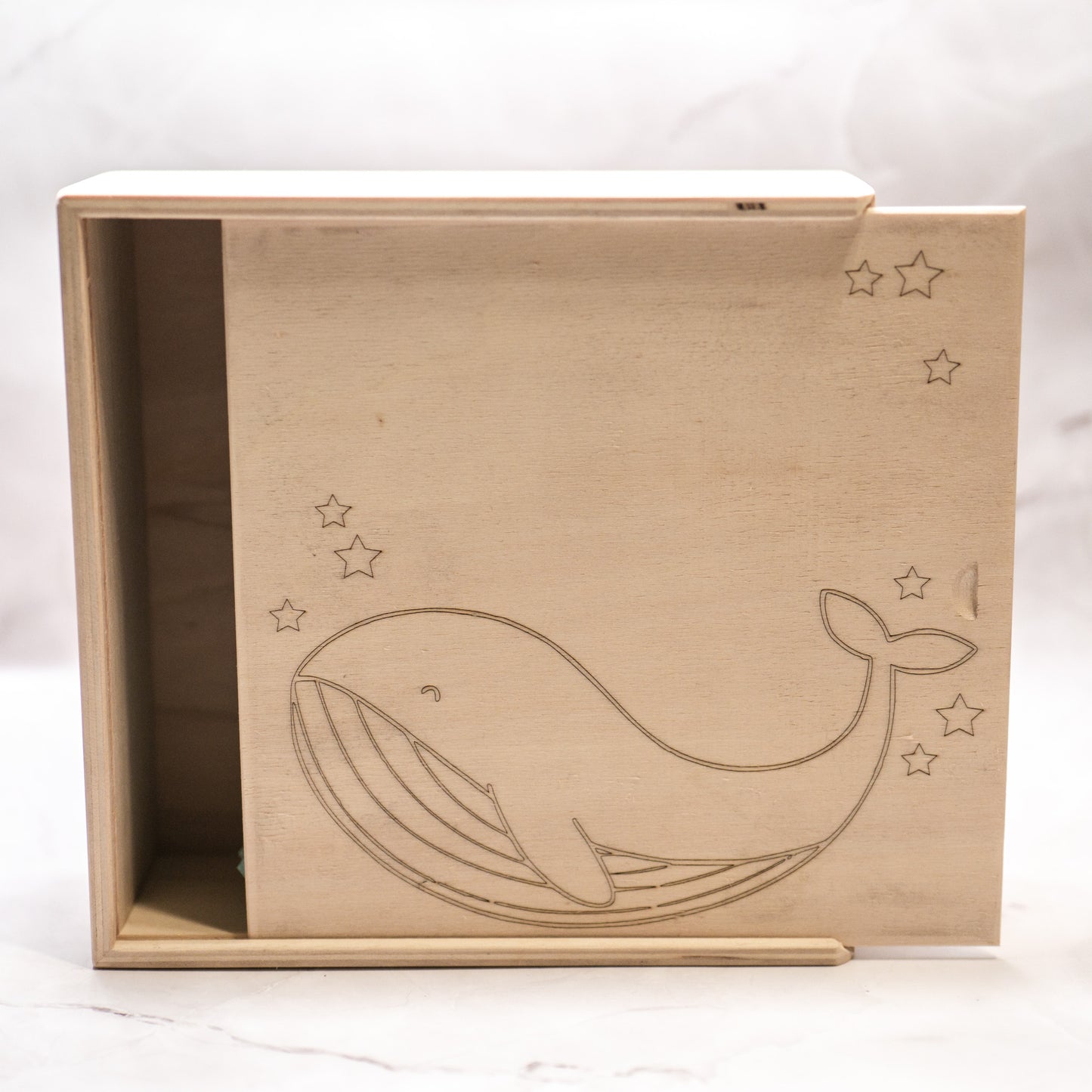 Wood Baby Memory Box w/Whale