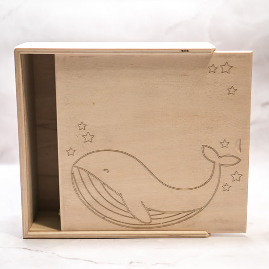 Wood Baby Memory Box w/Whale