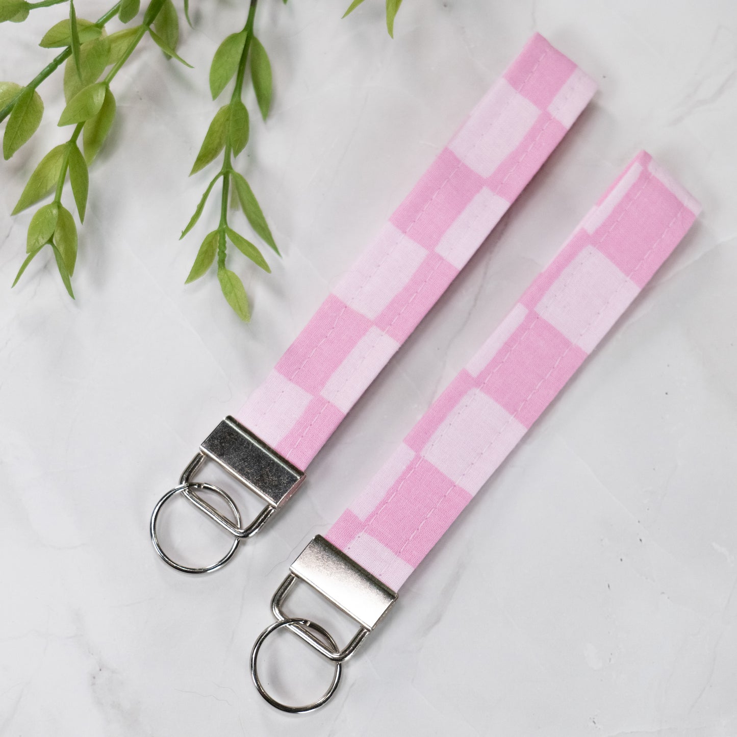 Pink Checkered Keyfob Wristlet