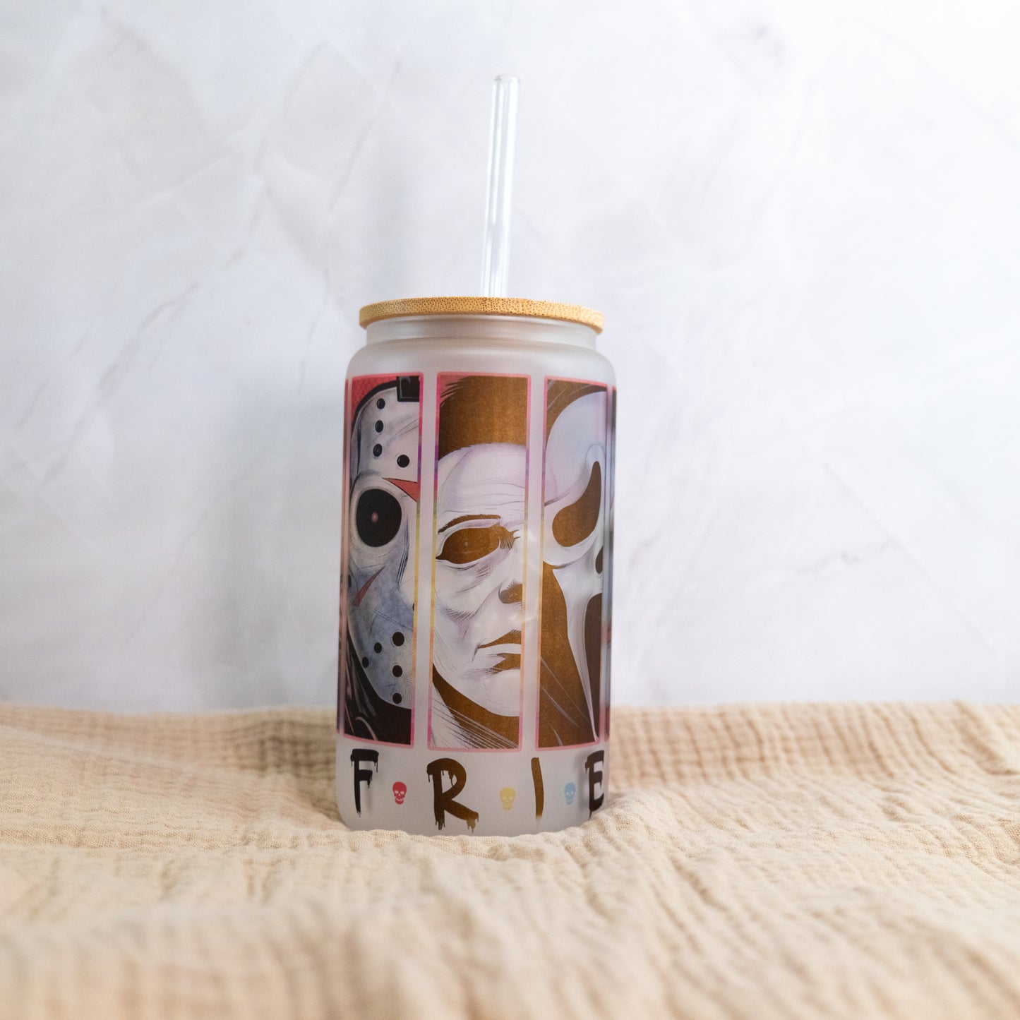 Horror Glass Cup w/ Bamboo Lid